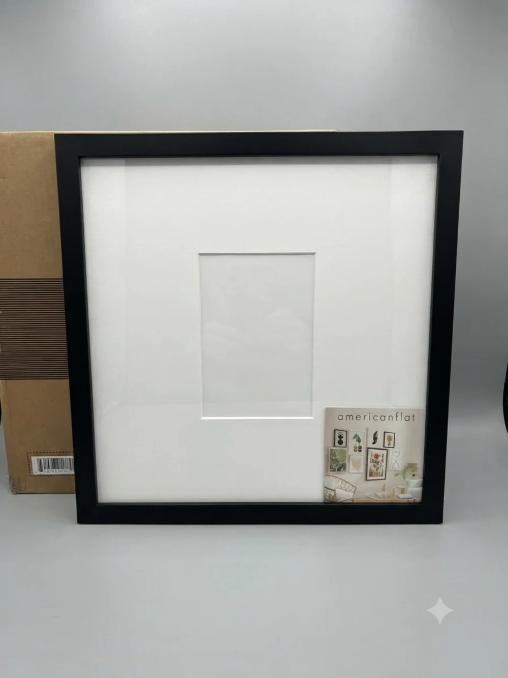 Americanflat 14x14 Square Picture Frame Matted for 5x7 Black NIB